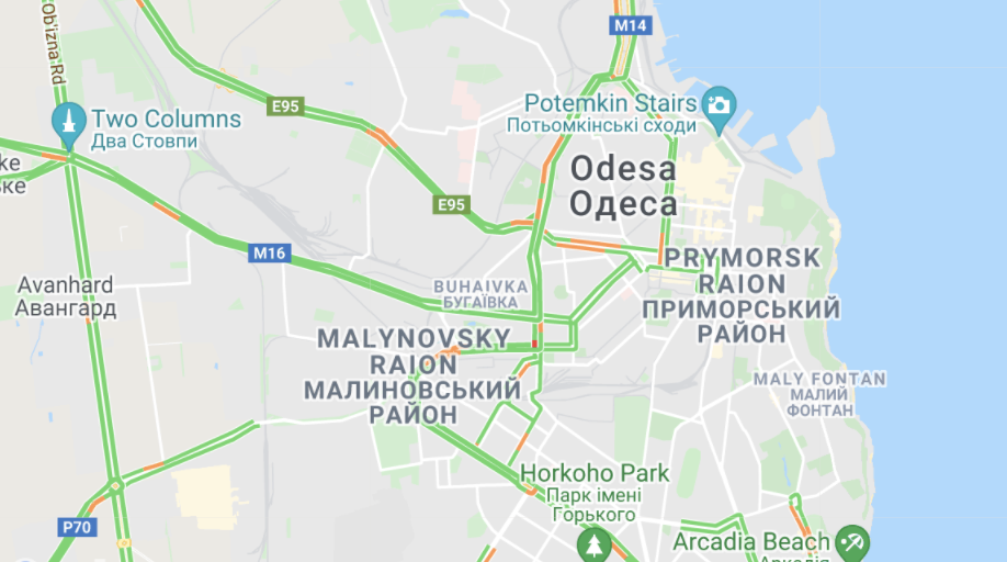 Затори Одеса – онлайн карта