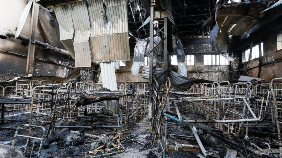 Удар по колонії в Оленівці. Фото: Associated Press